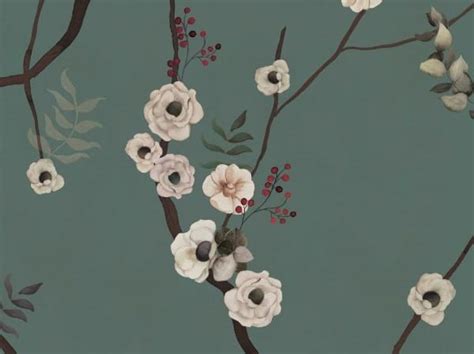 Petrolio Nonwoven Wallpaper With Floral Pattern By Paint Up