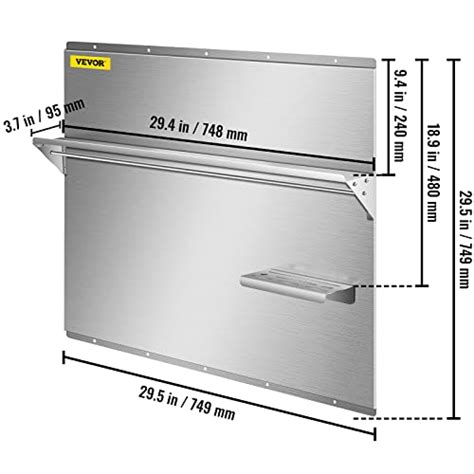 Vevor Range Backsplash With Shelf X Inch Range Hood Wall Shield