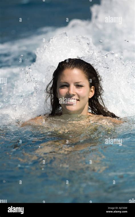 Young Woman In Swimming Pool Stock Photo Alamy