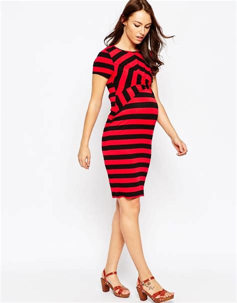 Asos Maternity Bodycon Mini Dress Stylish Striped Cross Front