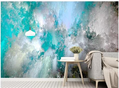 Hand Painted Abstract Clouds Wallpaper Wall Mural Rendering Etsy