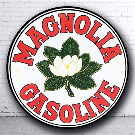 Nonbrand Magnolia Gasoline Porcelain Station Vintage Round Tin Sign