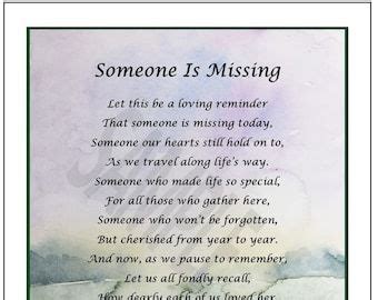 Someone Is Missing Poem On Watercolor Paper With White Border And Green