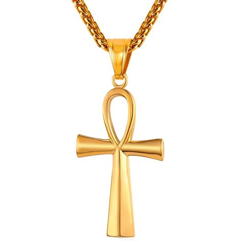 ANKH Cross Key Of Nile Charm Necklace Women Men Gold Rose Gold Black