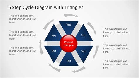 6 Step Cycle Diagram Template With Triangles For Powerpoint Slidemodel