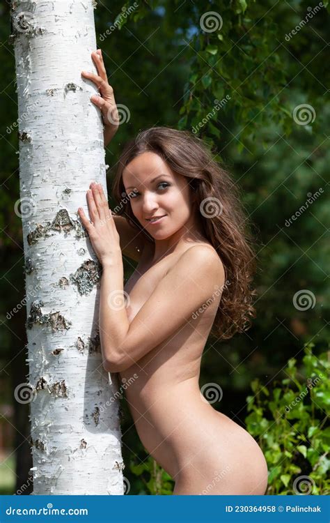 Naked Woman Near Birch Tree Stock Photo Image Of Figure Nudism