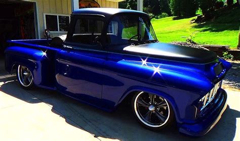 Amazing Candy Blue 1955 Chevy Street Truck Throttlextreme Custom