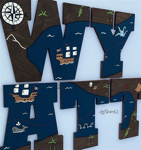 Pirate Wood Letters Boys Pirate Nursery Nautical Nursery Etsy