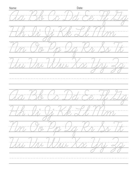 Alphabet Cursive Writing Practice Sheets