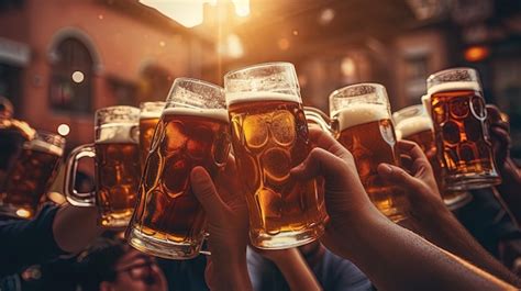 Premium Ai Image A Toast With A Glass Of Beer Hand Holding Beer