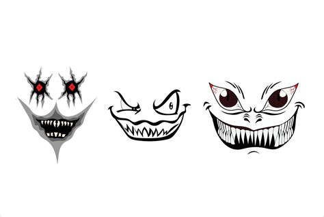 Set of scary face expression vector illustration 19159128 Vector Art at ...