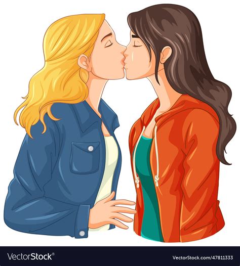 A Lesbian Couple Kissing Royalty Free Vector Image