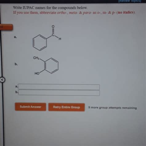 Solved Write Iupac Names For The Compounds Below If You Use