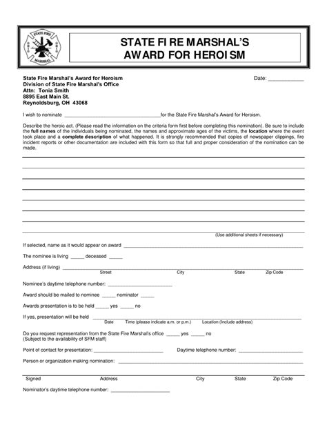 Ohio State Fire Marshal's Award for Heroism - Fill Out, Sign Online and ...