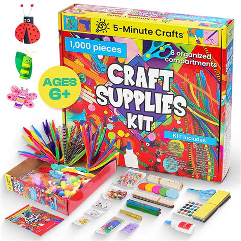 5 Minute Crafts 1000pcs Kids Craft Supplies Complete Kit Ages 6 As