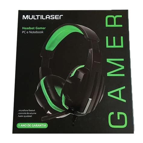 Fone Headset Gamer Microfone P Preto Verde Multilaser Ph