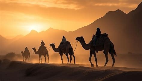 Premium Photo | Camel caravan in sahara desert