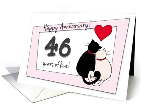 Happy 46th Wedding Anniversary - Two cats in love card (1418462)