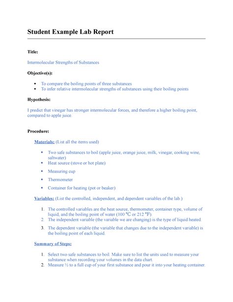 Student Example Lab Report Student Example Lab Report Title