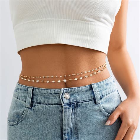 Exquisite Bilayer Bikini Belly Chains Sexy Women Shining Rhinestone Waist Chain Summer Beach