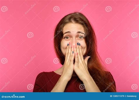 Facial Expression Joy Emotional Girl Cover Mouth Stock Image Image Of Jolly Cheerful 128511379