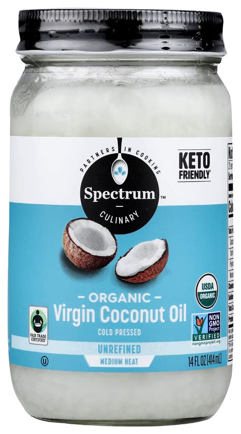 Spectrum Organic Virgin Coconut Oil 14 Oz Unrefined Cold Pressed