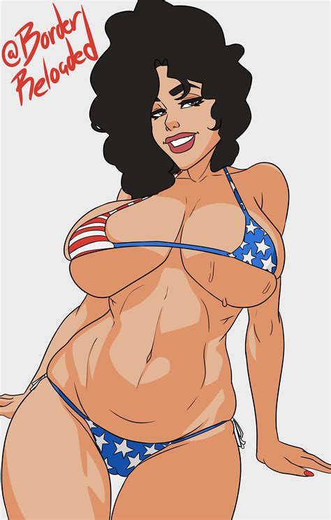 Rule 34 4th Of July American Flag Bikini Big Breasts Bikini Borderreloaded Breasts Busty