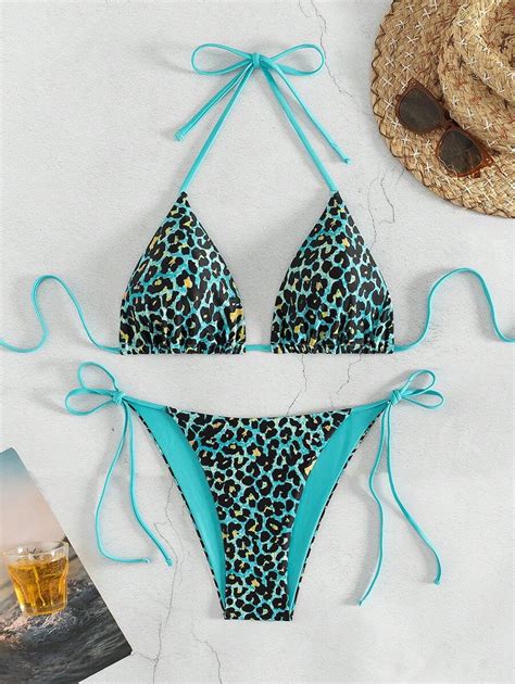 SHEIN Swim Conjunto De Bikini De Dos Piezas Con Estampado De Leopardo