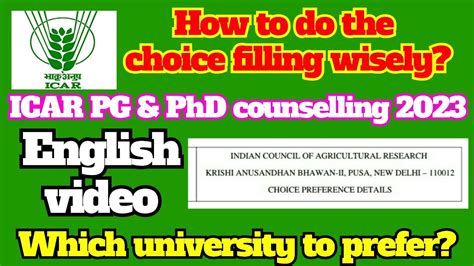 How To Do Icar Choice Filling Wisely For Your Rank And Subject Icar Ug