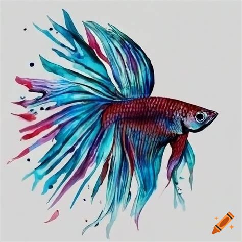 Artistic Watercolor Drawing Of A Betta Fish On Craiyon