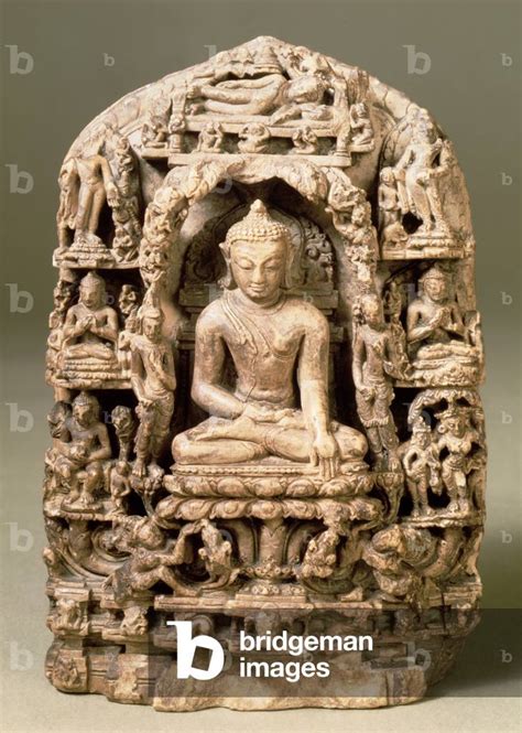 Image Of Buddha Seated Upon A Lotus Throne Beneath The Bo Tree By