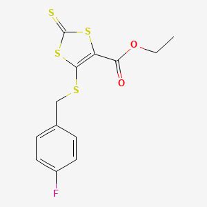 Ethyl 5 4 Fluorobenzyl Sulfanyl 2 Thioxo 1 3 Dithiole 4 Carboxylate