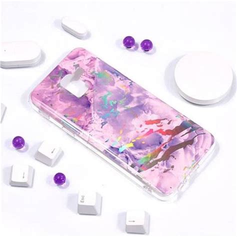 Purple Marble Pattern Bright Color Laser Soft TPU Case For Samsung