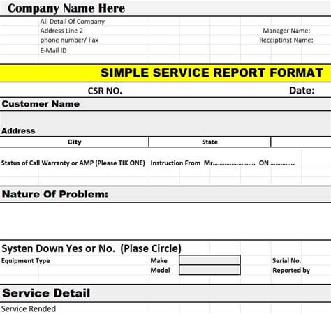 service report word template