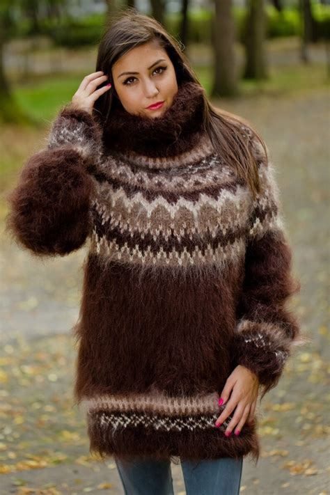 Brown Mohair Sweater Icelandic Sweater Hand Knit Sweater Etsy