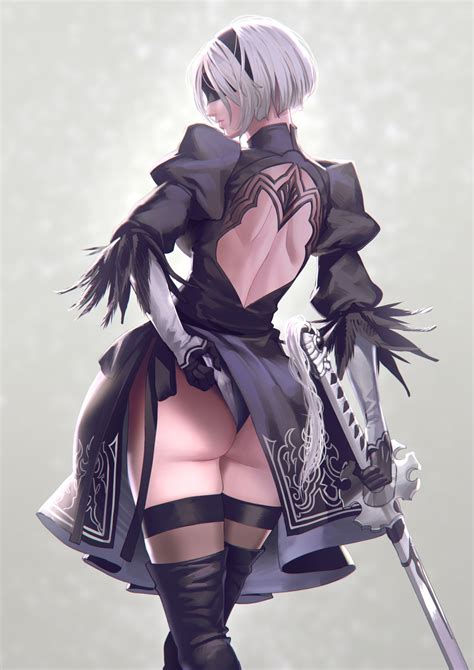 Wallpaper Pantat Gaun Nier Automata Celana Dalam Wanita Pedang