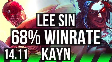 LEE SIN Vs KAYN JGL 5 0 6 68 Winrate EUW Challenger 14 11