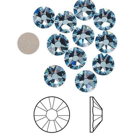 Flat Back Crystal Passions Aquamarine Foil Back Mm Round