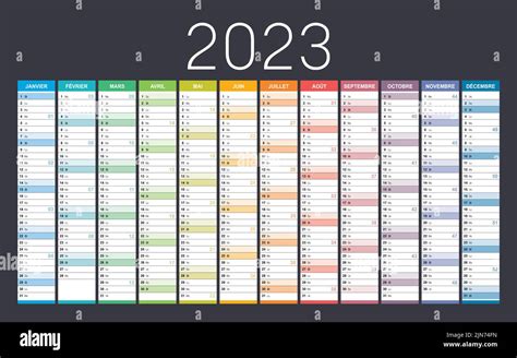 Calendrier Roumain 2023 Avec Les Chiffres En Cercles Semaine Commence