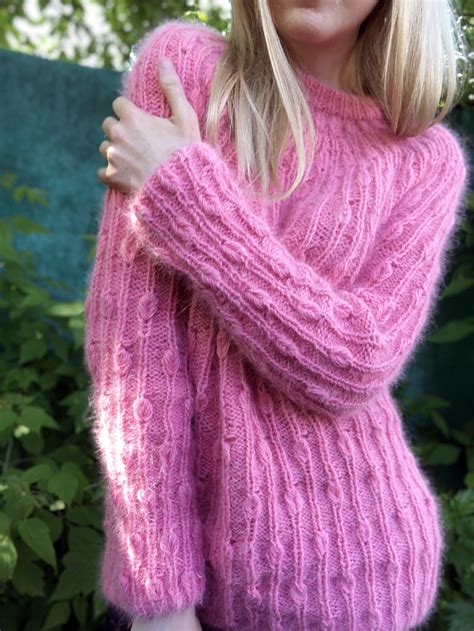 Pink Angora Sweater Soft Knitted Angora Rabbit Pullover Etsy