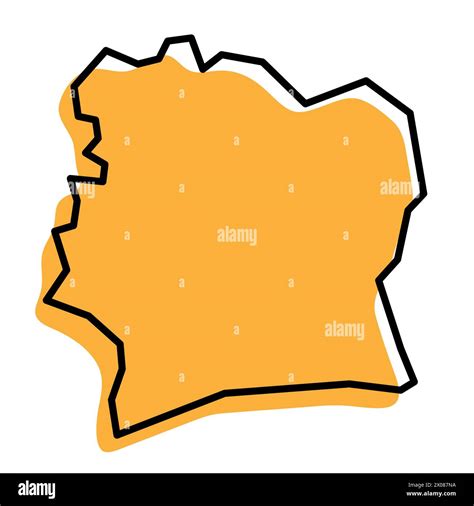 Ivory Coast Country Simplified Map Orange Silhouette With Thick Black