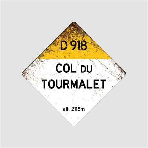 Col Du Tourmalet D Vintage Style Tour De France Cycling Diamond Sign