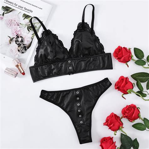 Generic Ins Pu Lace Stitching Tied Sexy Lingerie Suit Walmart