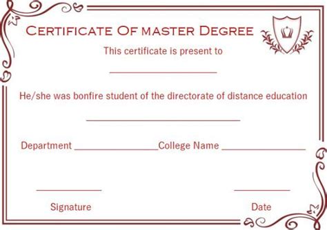 Masters Degree Diploma Template