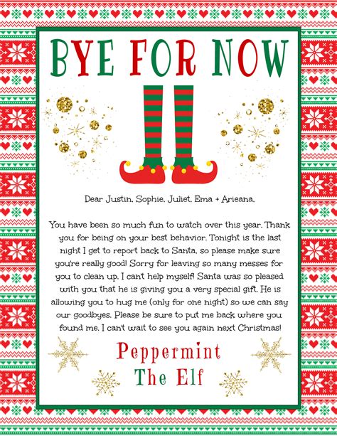 Elf Goodbye Letter Template Editable Elf Farewell Christmas - Etsy