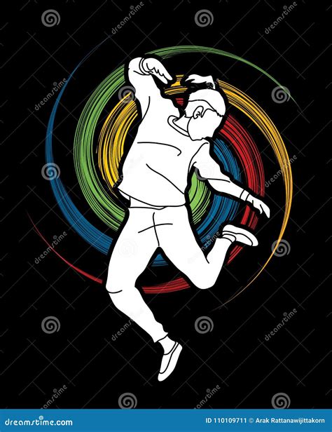 Street Dance B Boys Dance Hip Hop Dancing Action Graphic Vector Stock