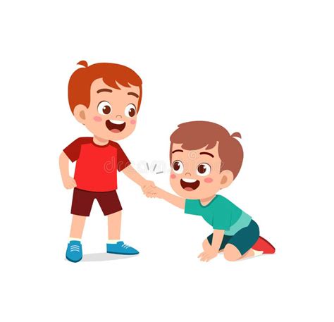 Good Little Kid Helping Friend that Falling on the Floor Stock Vector ...