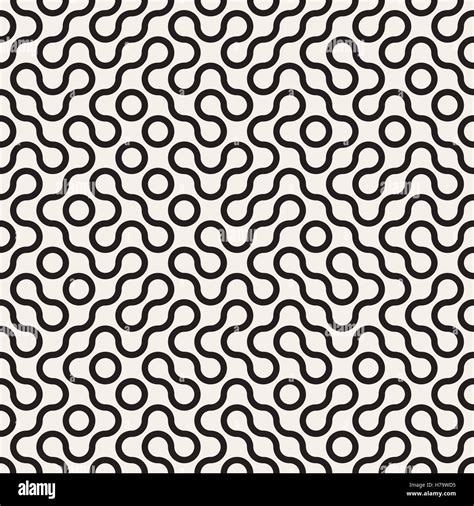 Vector Seamless Black And White Rounded Circle Maze Line Truchet