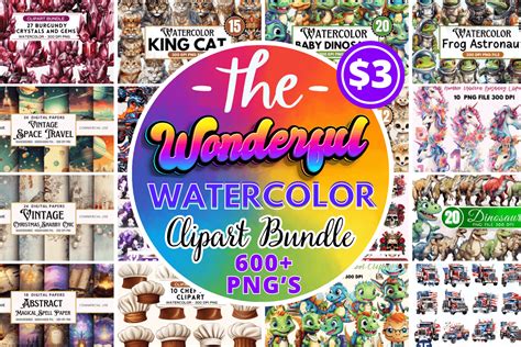 Wonderful Watercolor Clipart Big Bundle Bundle · Creative Fabrica