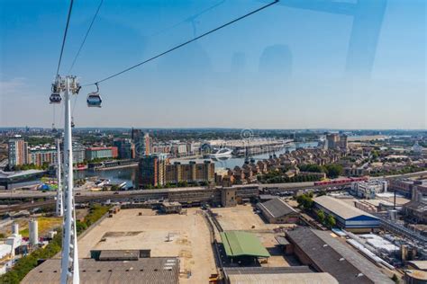 Emirates Air Line Cable Cars On Thames River In London Uk Editorial